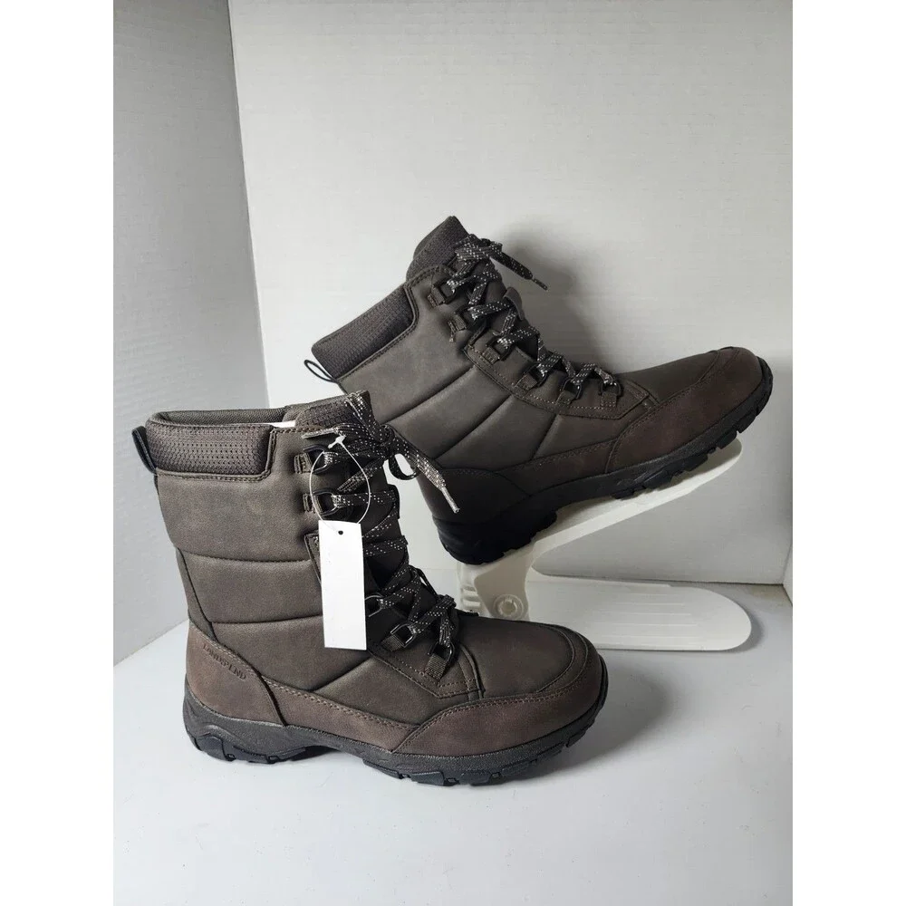 Lands End Expedition Trail Waterproof Boots Mens Size 8 Brown Lace Up Winter